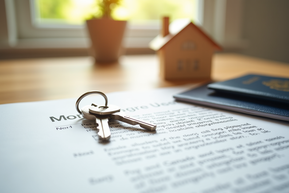 Clés sur contrat immobilier avec maison et passeport canadien