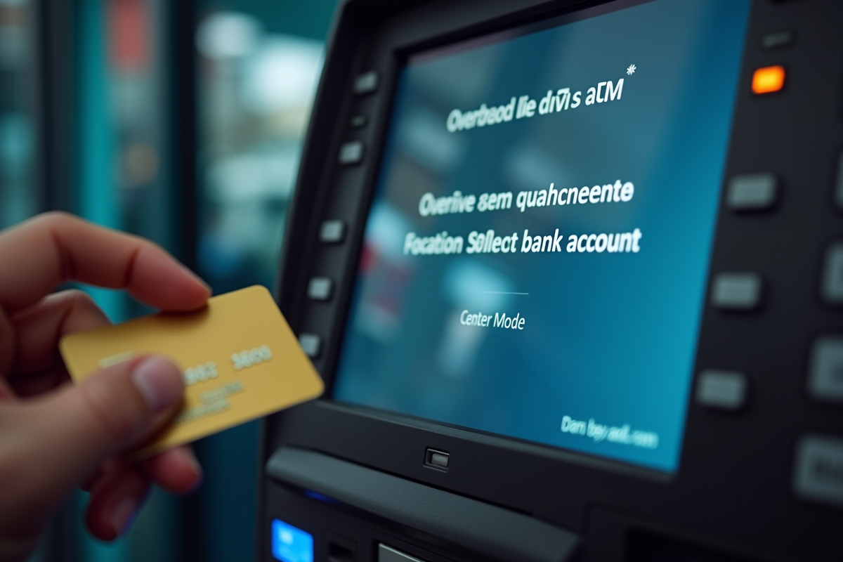 Ecran de distributeur avec avertissement de solde négatif