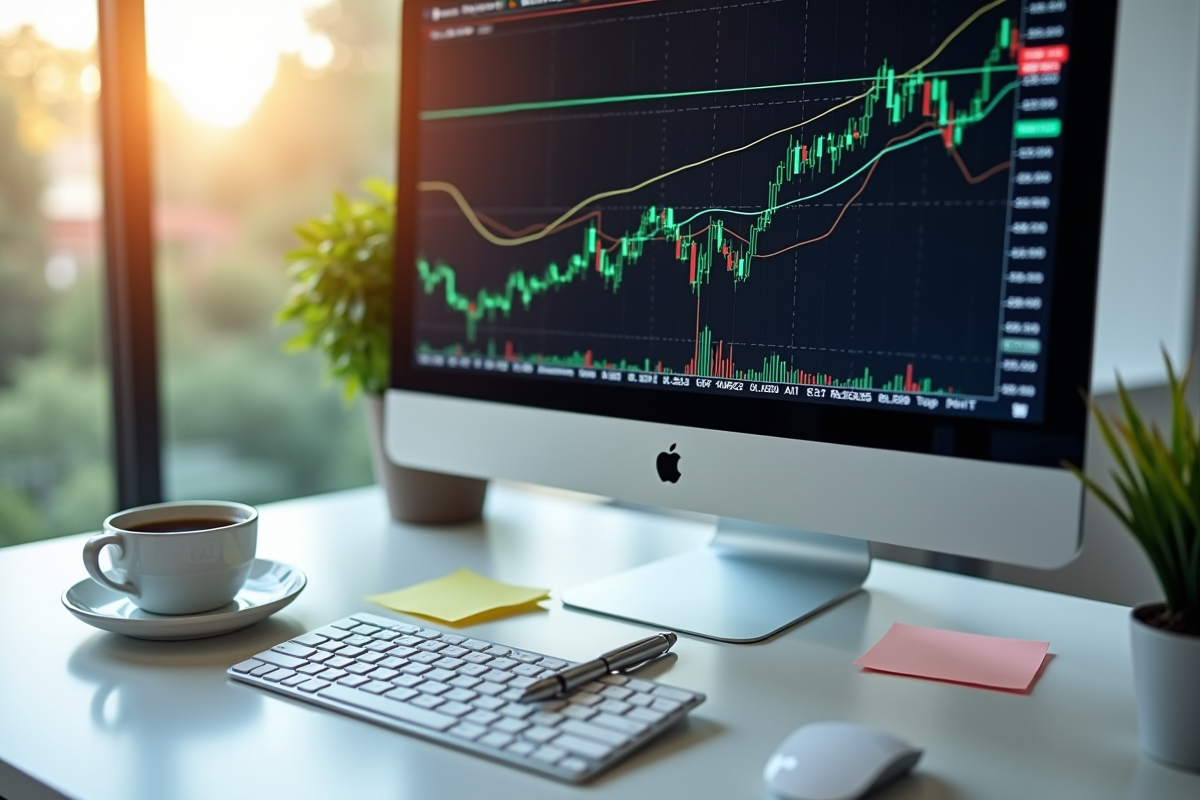 Moniteur avec graphique financier résistance et notes