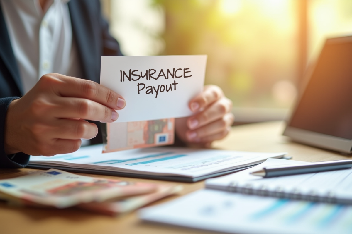 Main tenant une enveloppe assurance avec des billets d