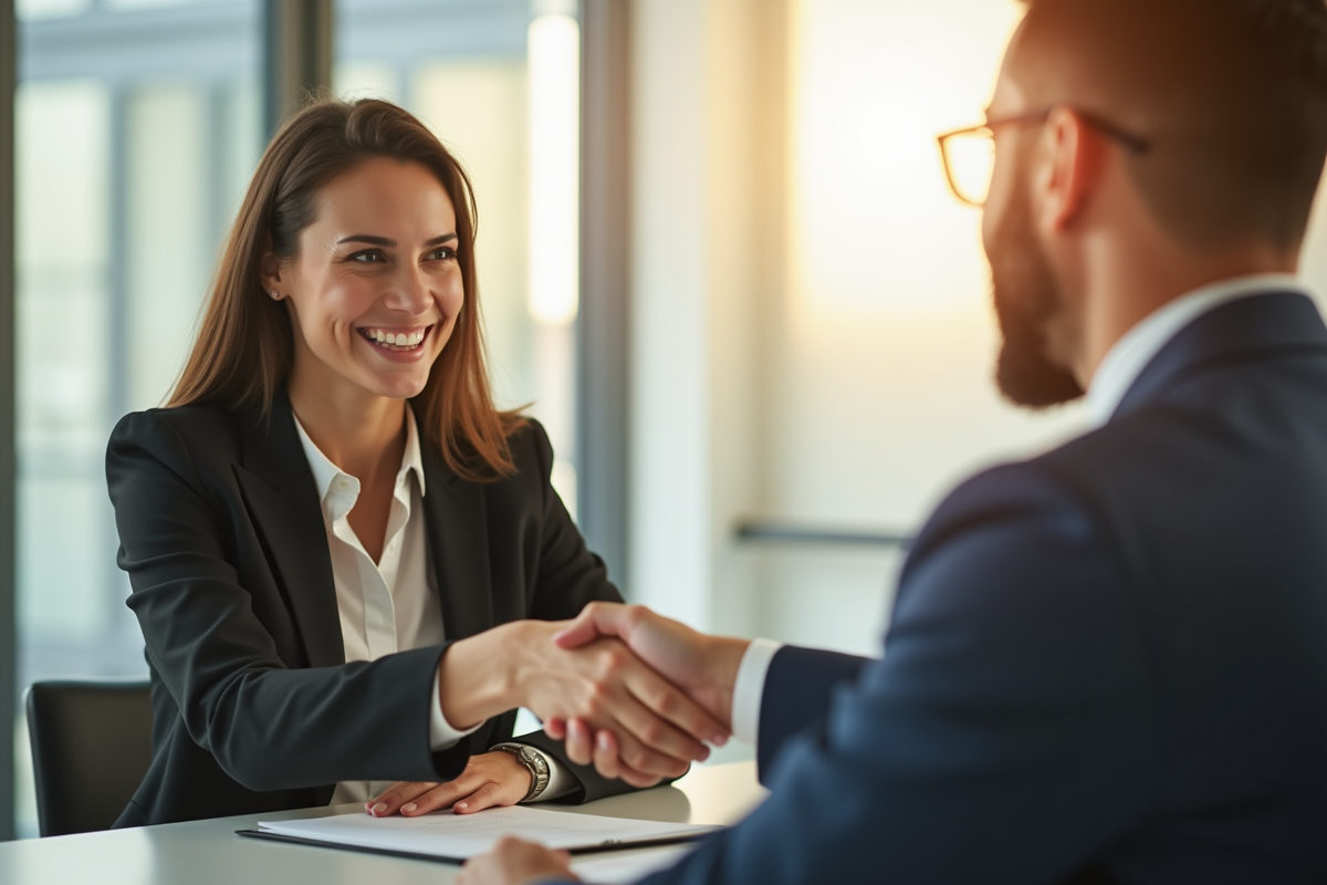 Femme confiante serrant la main d