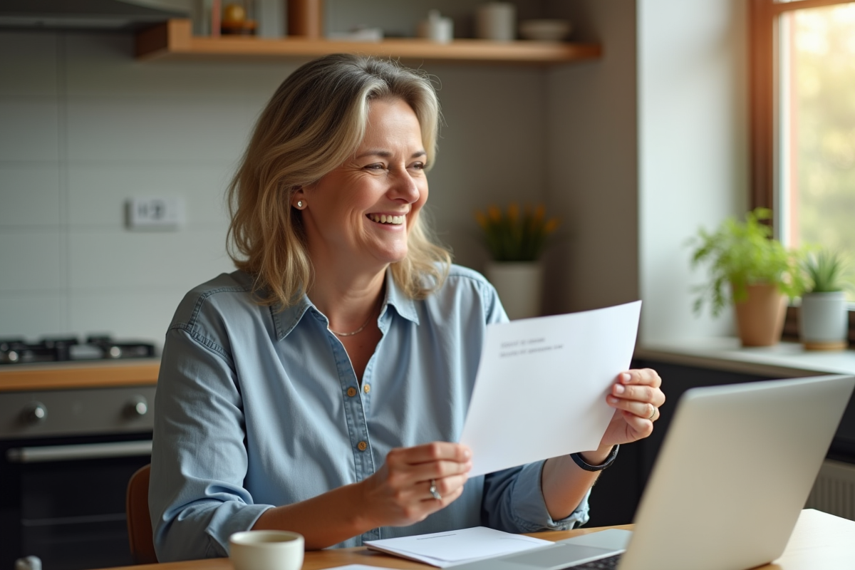 Femme heureuse recevant une lettre d