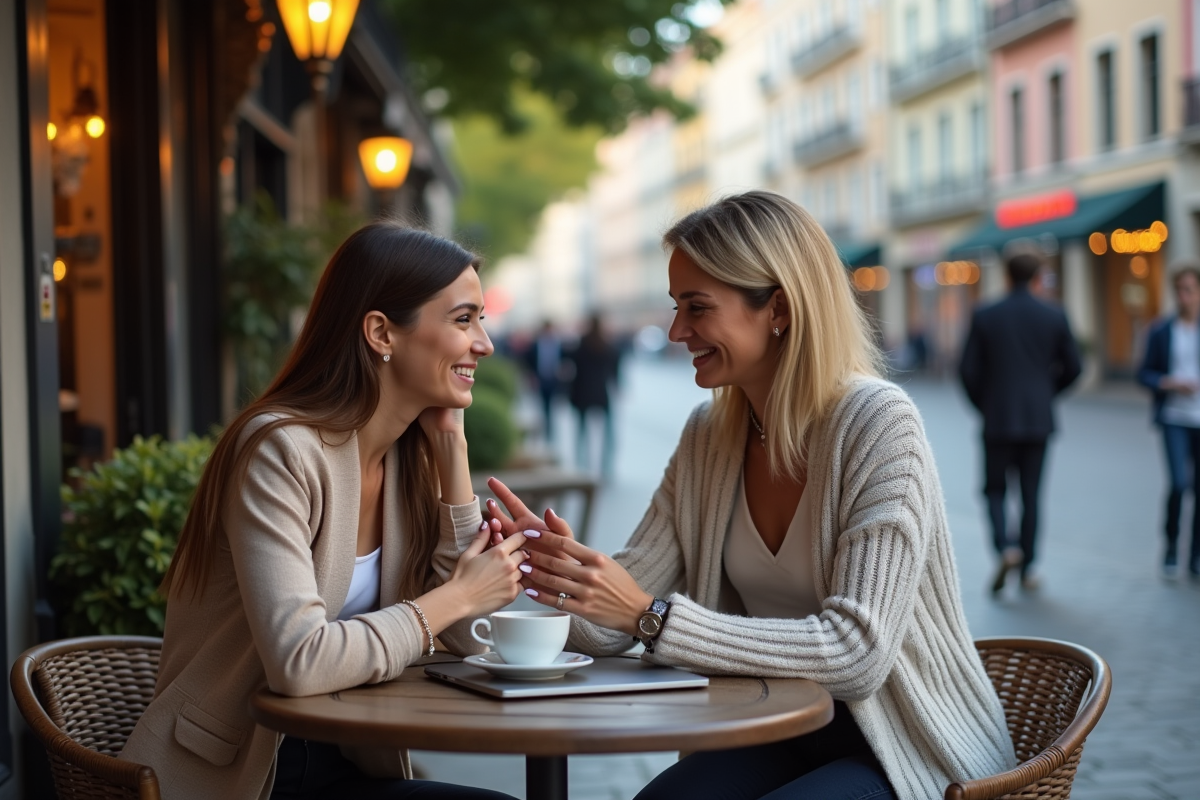 Deux femmes discutant stratégies d