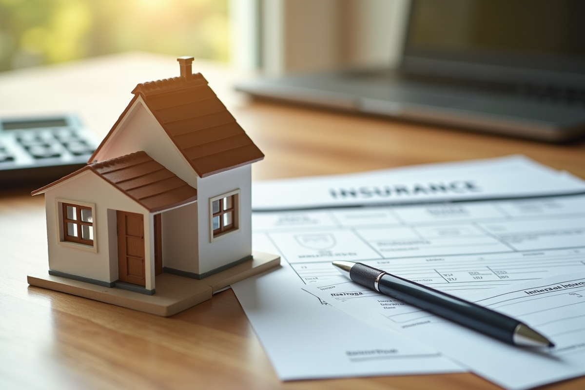 Modèle de maison avec calculatrice et documents d