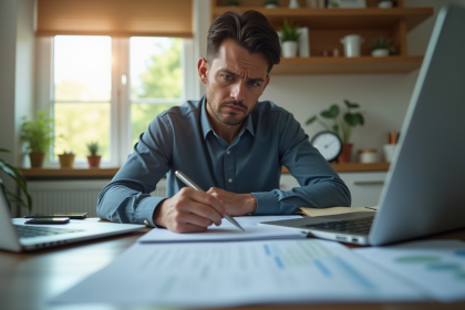 Personne inquiète remplissant un formulaire de constat d'assurance